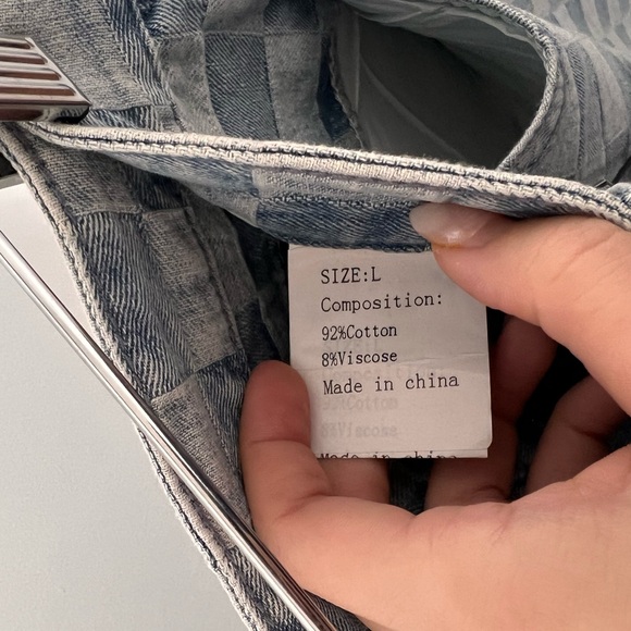 Checkerboard Straight Leg Jeans - Picture 2 of 4